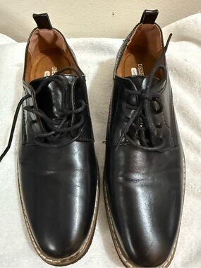 Boys Deer Stags Black Leather Lace-Up Derby Shoes